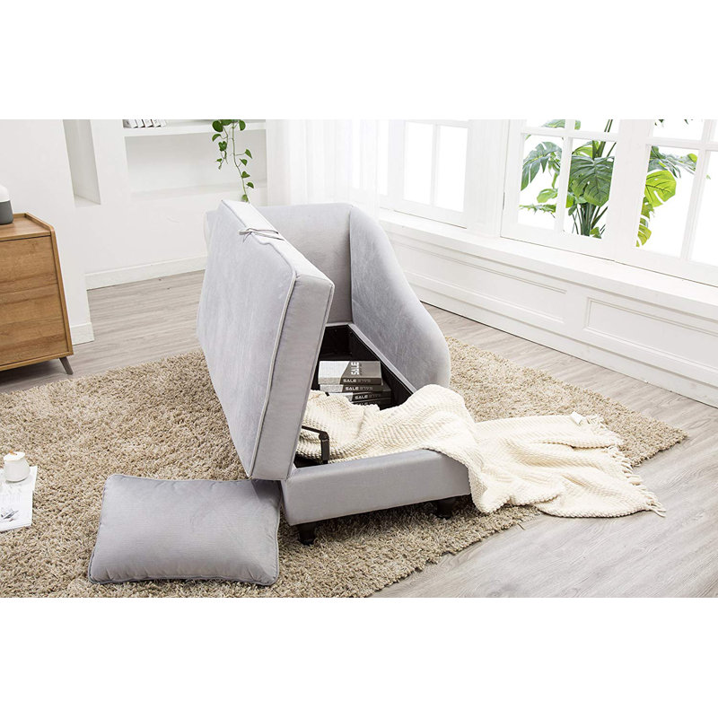 Schaefer Upholstered Chaise Lounge, Gray Velvet