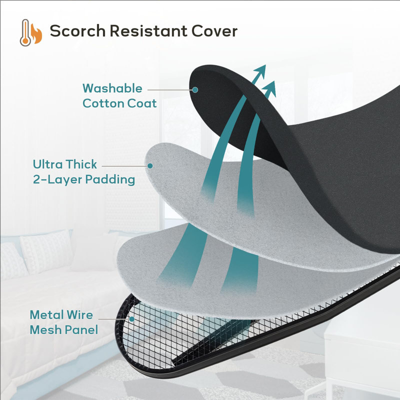 Ironing Board 48X15 In,  Large Heavy Duty Ironing Boards Full Size With Pad And Cover, Height Adjustable Iron Stand With Storage Tray And Iron Rest, Black