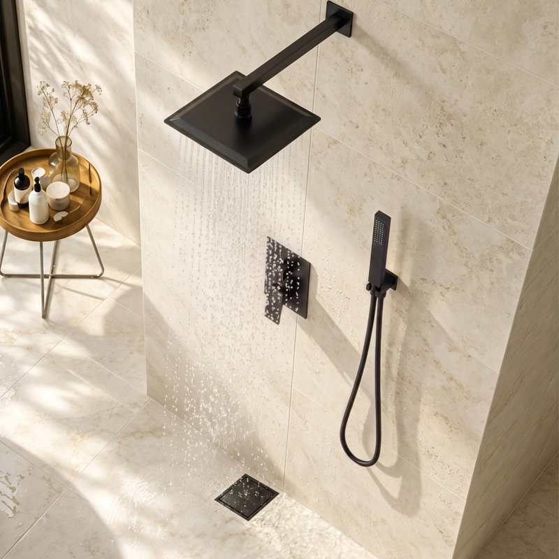 5.9" Square Shower Drain, Matte Black