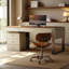Bureau à 6 tiroirs brun noisette + bois manufacturé rectangulaire beige + acier + Barenia-2136330298-2136330297