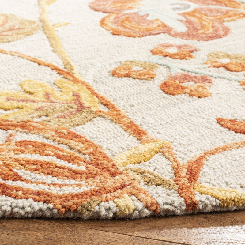 Tapis floral en laine touffeté à la main Emrick, Rectangulaire 2 pi x 3 pi