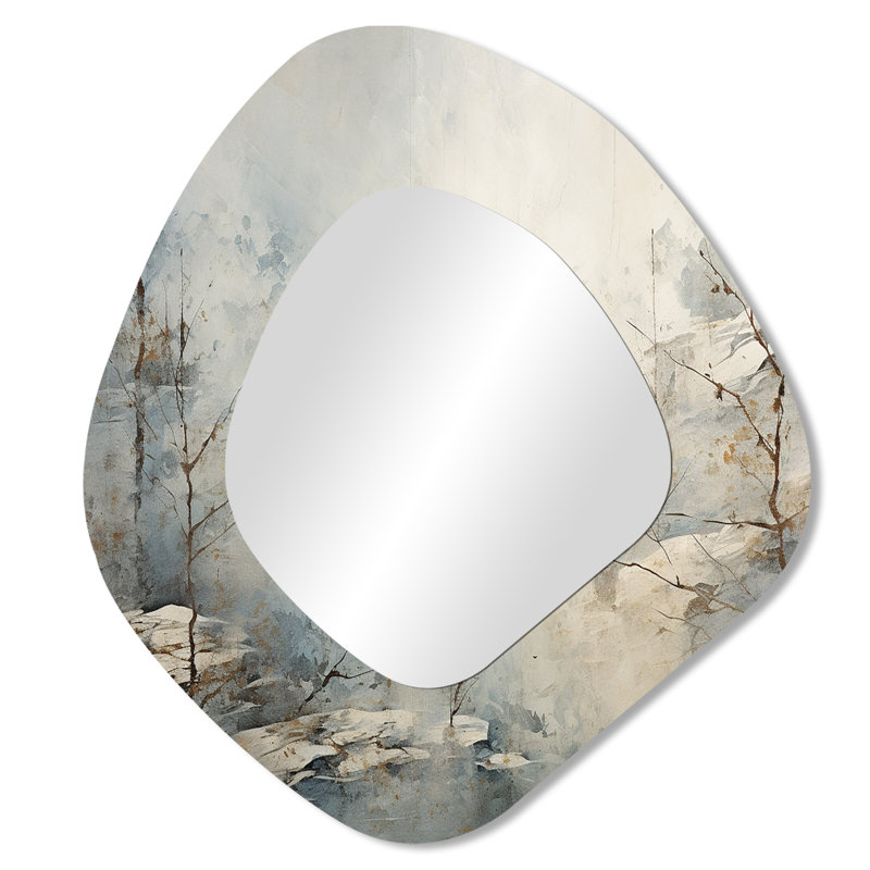 Miroir de forme unique clémente, miroir mural décoratif asymétrique traditionnel, art mural imprimé en métal clermont Moody