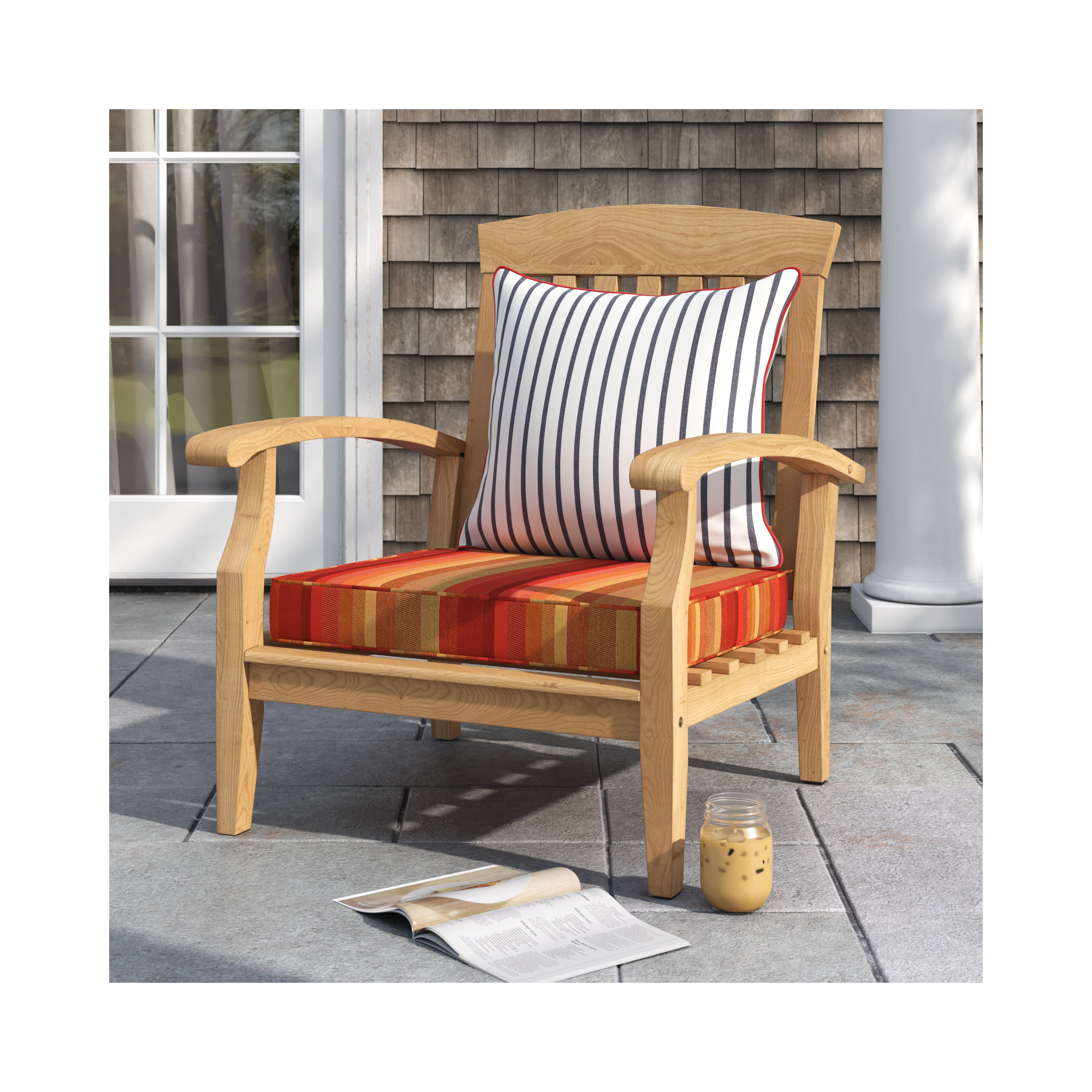 Sunbrella Outdoor Dining Chair Cushion, Astoria Sunset Sunbrella