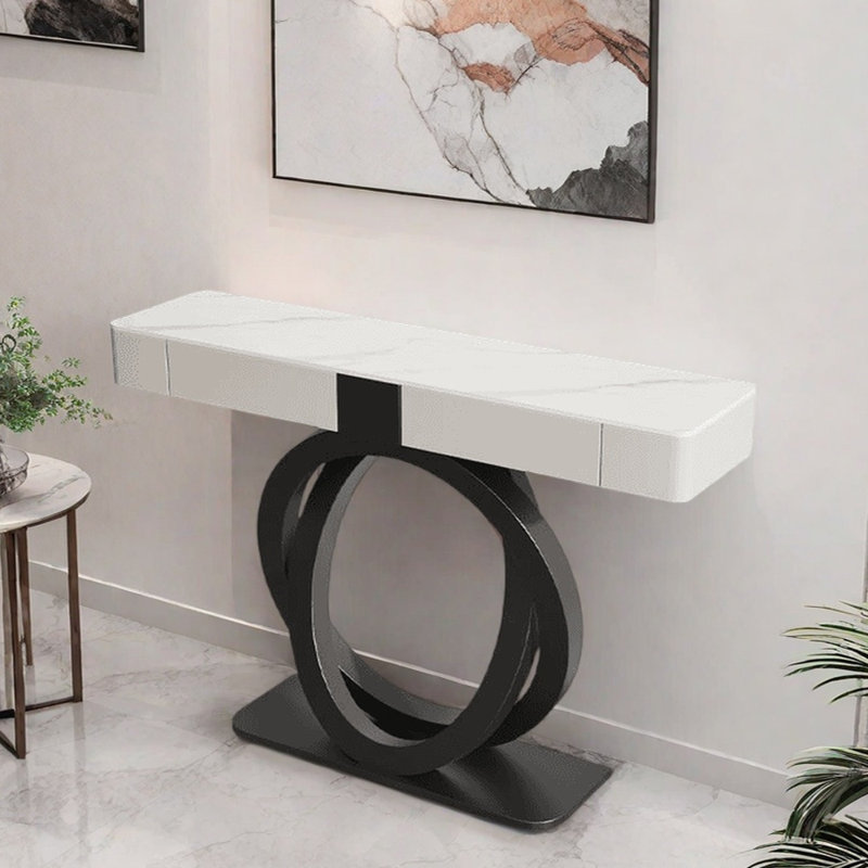 Console Nordic Light Luxury, H 36,2 po x l 39,4 po x P 13,8 po , Blanc, Noir