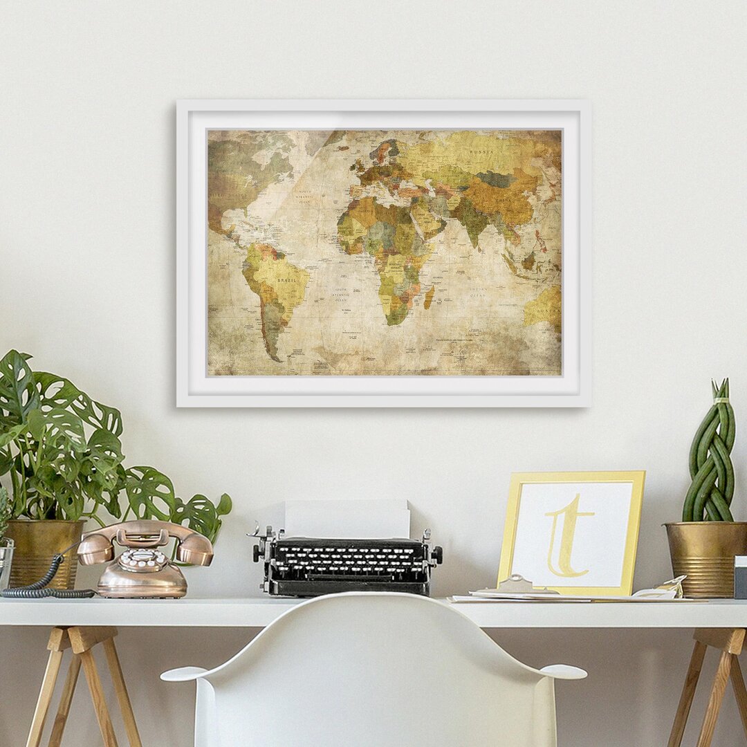 Gerahmtes Poster World Map