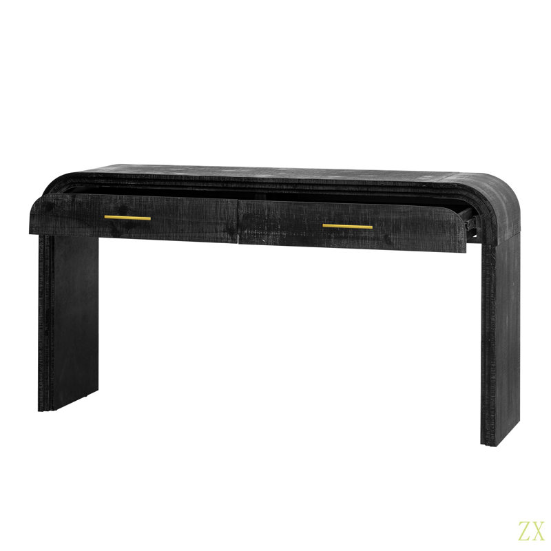 Console à silhouette rétro unique avec style ouvert, deux tiroirs supérieurs pour l'entrée, la salle à manger et le salon