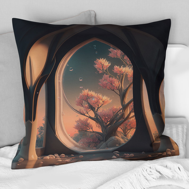 Coussin Futuristic Architecture With Flowers I - City Fantasy