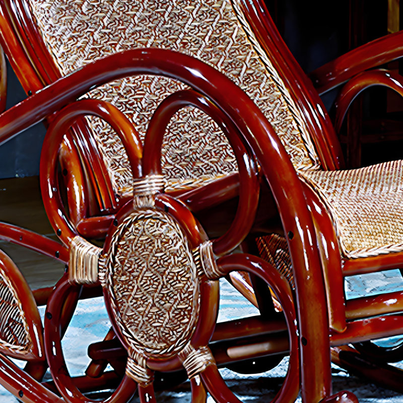 Chaise berçante élégante en rotin, Brun / brun rougeâtre
