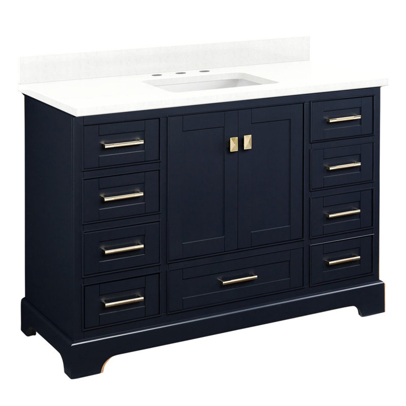Quen 48" Freestanding Single Basin Vanity Set with Cabinet, Vanity Top, 8" Widespread, Midnight Navy Blue