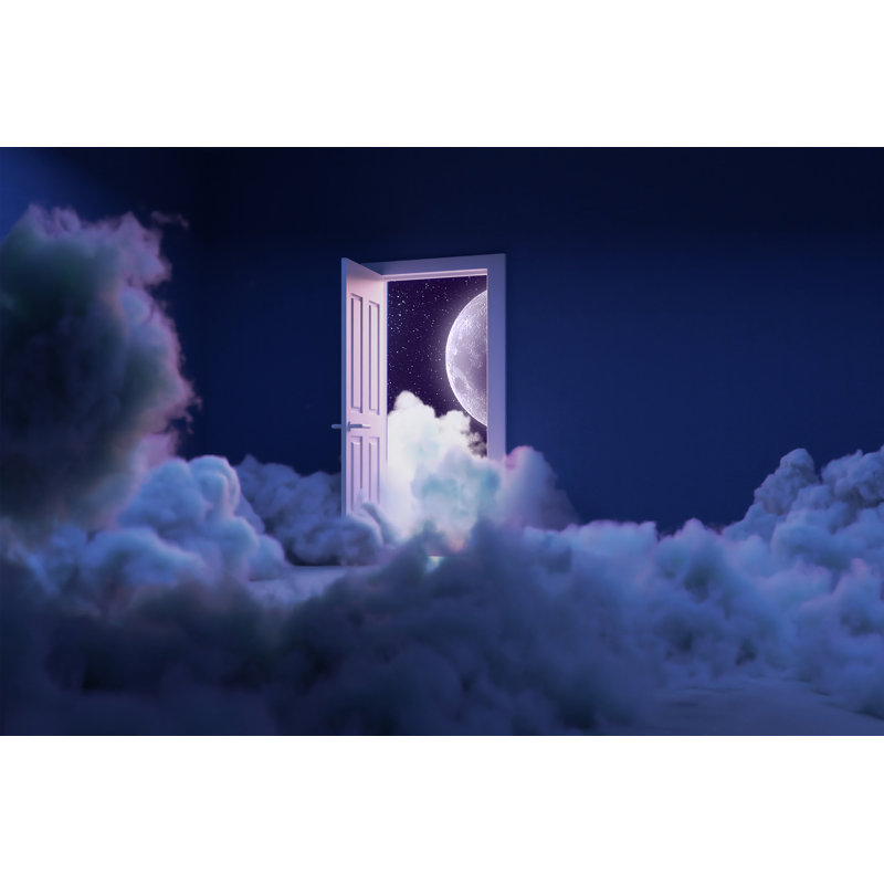 Room Full Of Clouds Surreal Dream 3D Rendering Moon - Wrapped Canvas Print, 30cm H x 46cm W x 3.8cm D
