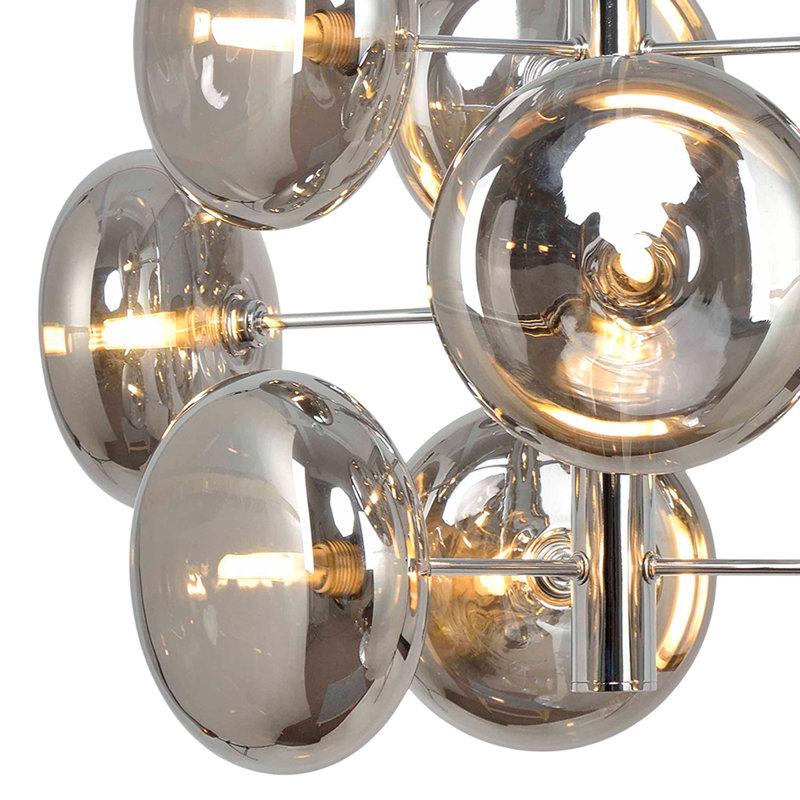 Zachariah 9 - Light Crystal Jar Pendant, Chrome