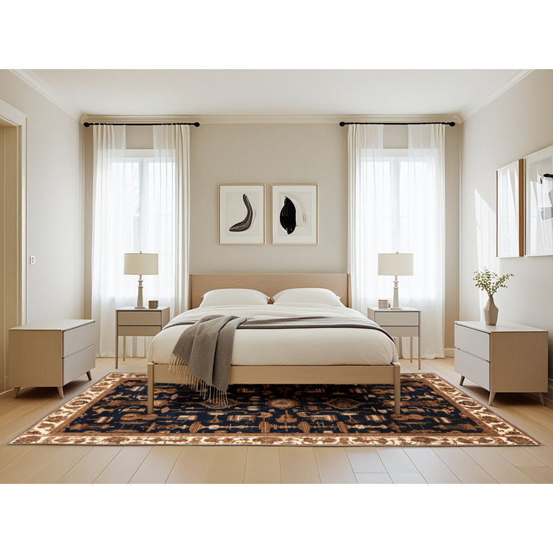 Tapis brun français lavable à la machine, Rectangle 5 pi x 8 pi