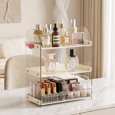 Organisateur de cosmétiques, support de bureau, porte-gobelet, boîte de rangement et 2 tiroirs