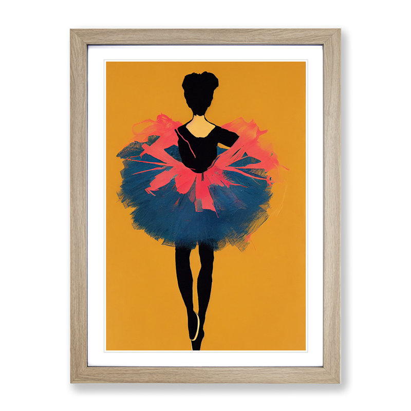Young Ballerina - Single Picture Frame Painting, 46cm H x 34cm W x 2cm D, Oak