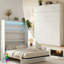 Lit escamotable double avec tablette de rangement intégrée et lumières DEL, peu encombrant, blanc-2143232102-2143232103