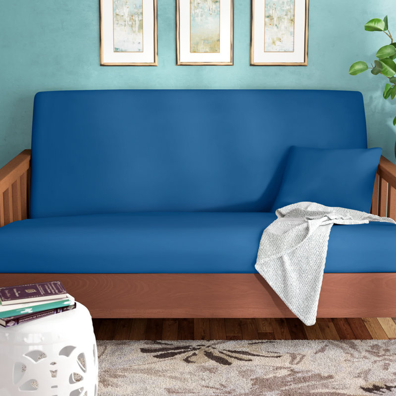 Housse pour futon à coussins carrés/rectangulaires, Bleu de cobalt