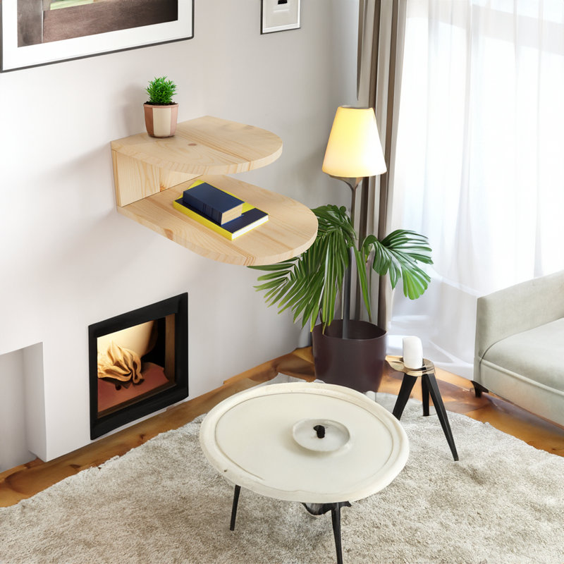 Tablette murale d'appoint en bois naturel