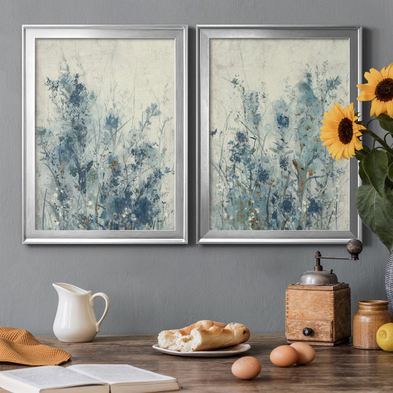 «AU CH Blue Spring I», ensemble de 2 reproductions d'art sur toile, H 42,5 po x l 30,5 po x P 1 po, Argent