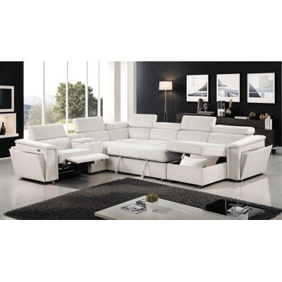 Canapé modulaire inclinable électrique en bois beige Harvey