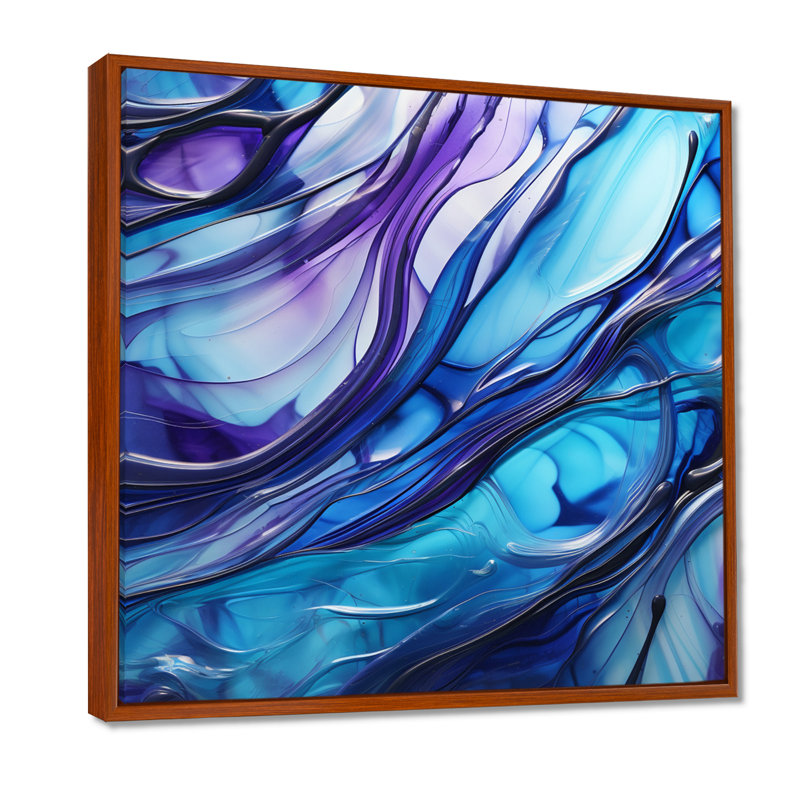 Décoration murale bleue profonde - Vagues intérieures, Pas de métal encadré, H 16 po x l 16 po x P 1 po