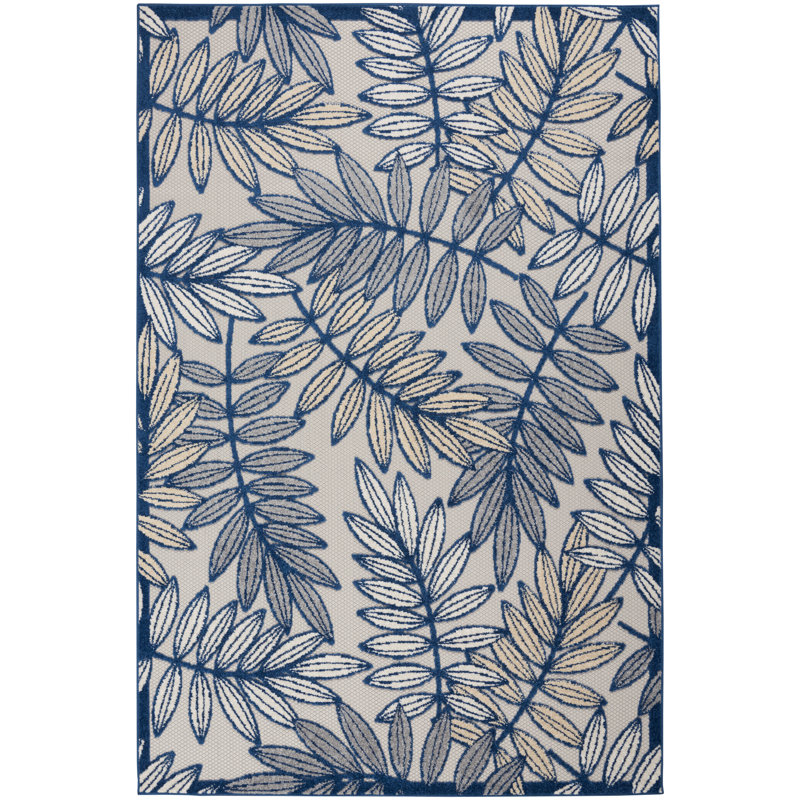 Adames Floral Indoor / Outdoor Rug, Rectangle 9'6" x 13'