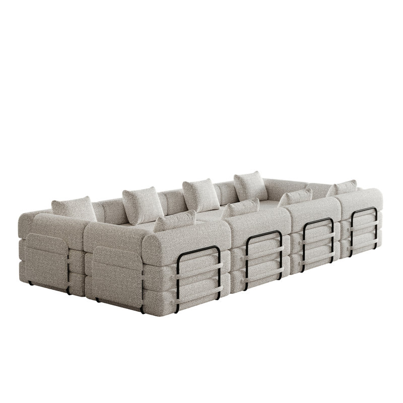 Convertible Sofa Bed, Light Khaki Fabric