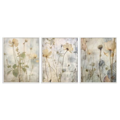  «Soft Blooming Botanicals», ensemble de 3 giclées par lettres et lignes