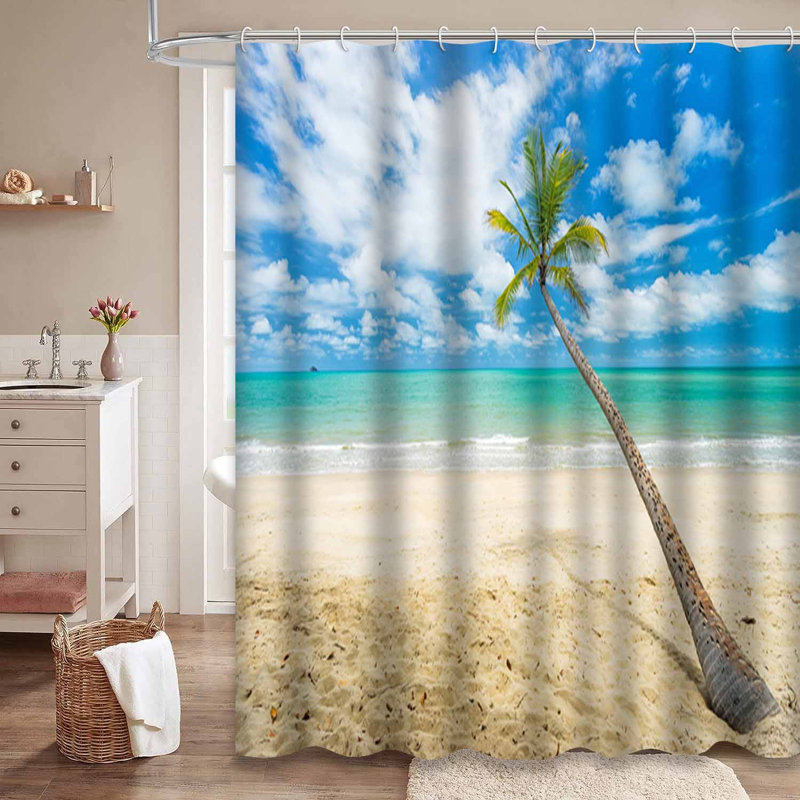 Rideau de douche Palm Tree Beach, L 72 po x l 78 po