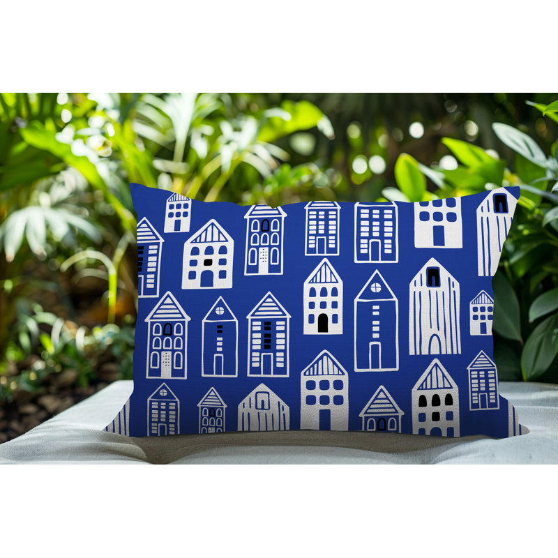 Oreiller rectangulaire réversible intérieur / extérieur Kito, Marine, Rectangle H 14 po x l 20 po