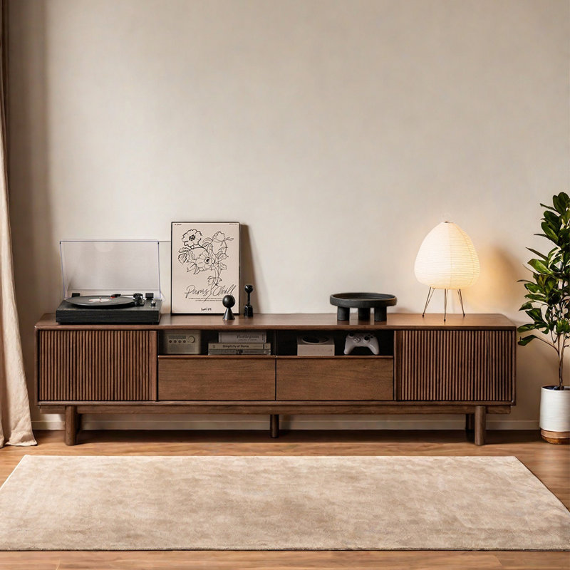 Meuble télé de rangement en bois massif pour le salon, H 19,7 po x L 70,9 po x l 15,70 po