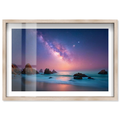 Shore of a Million Stars II Shadowbox Print Travel Photography by Notoriart, Blonde Frame, 25 x 17