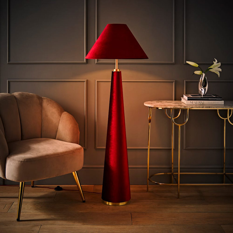 Alari 140cm Column Floor Lamp, Red, Red