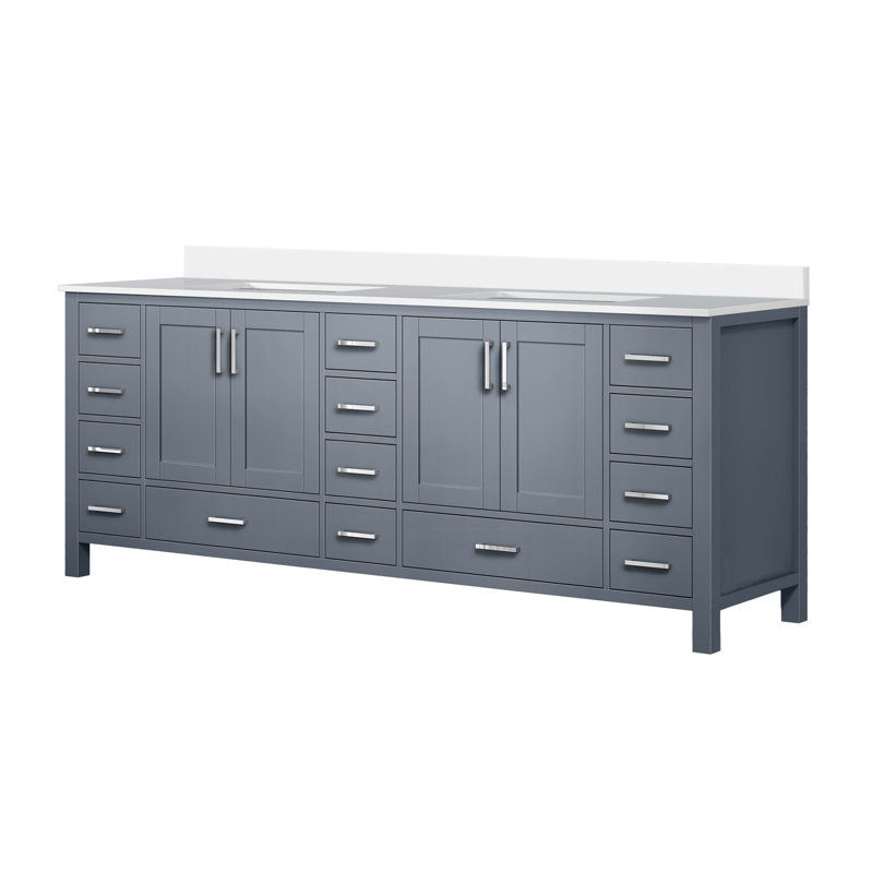 Double Bath Vanity with Cultured Marble Top, Dark Gray