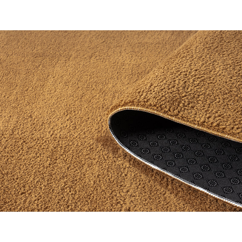 Taeler Washable Modern Living Room Rug Polyester Plain Indoor Area Rug with Low Pile - Anti-Slip Felt Backing Carpet Bedroom-Hallway, Gold