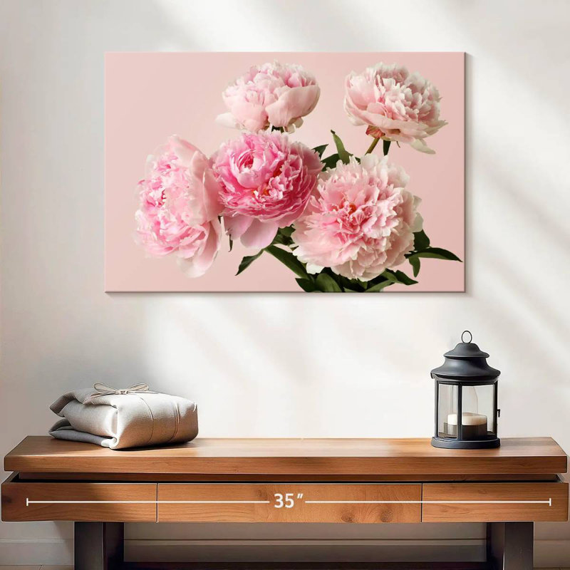 Bouquet de pivoines roses, H 16 po x l 24 po