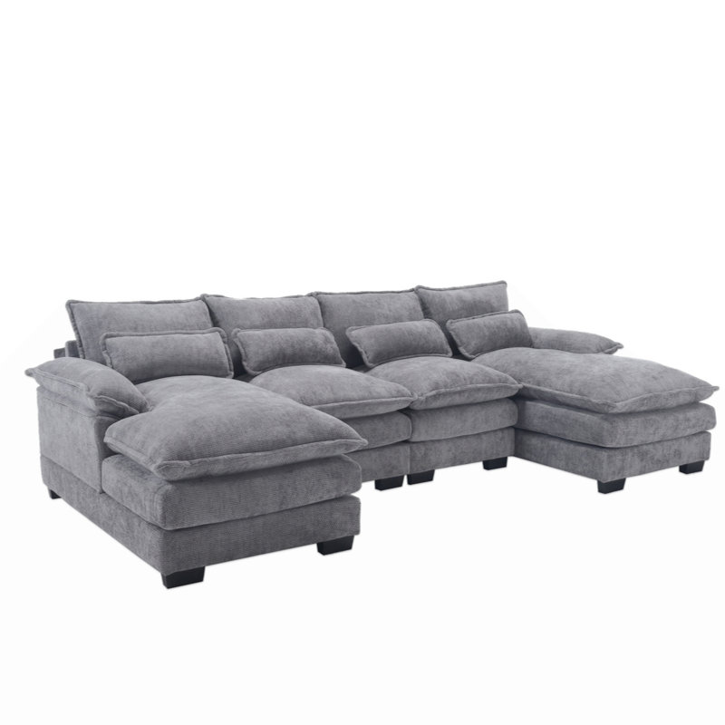 Odas 110.63'' Modular Sofa, Gray Linen