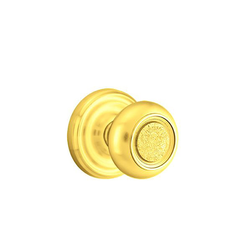 Ensemble de boutons de passage Emtek avec rosette régulière et bouton Belmont, Laiton poli