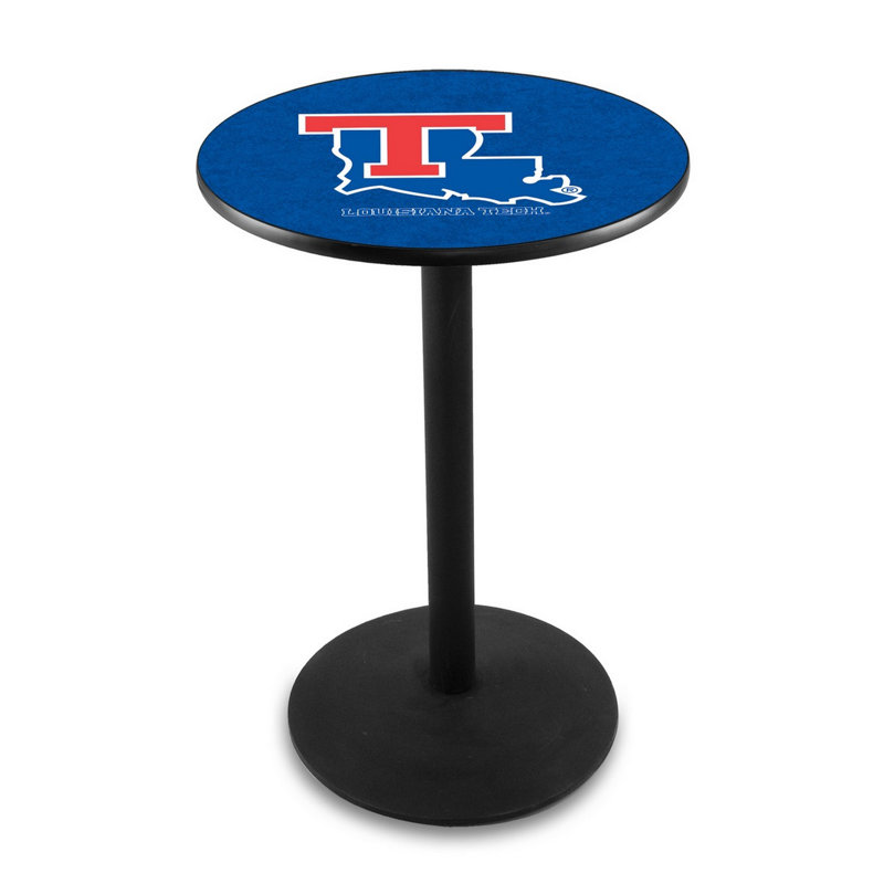 Round Metal Base Dining Table, Black Wrinkle, Louisiana Tech University