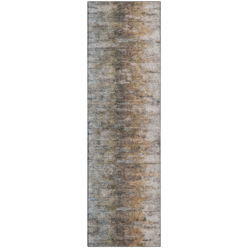 Premium Machine Washable Mayfield AMF2319 Casual Rug, 2'3" x 7'6" Runner, Brown