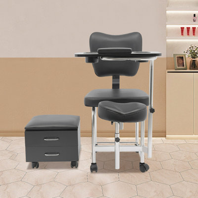 Beauty Nail Table Professional Trolley Stool Adjustable Desk Workstation With Rolling Wheels Drawers Storage