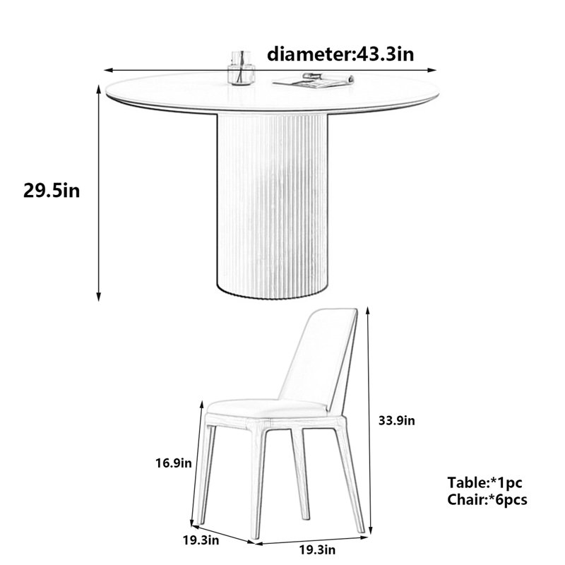 Table de salle à manger Modern, H 29,5 po x L 43,3 po x l 43,3 po, Noir, noir, noir, noir