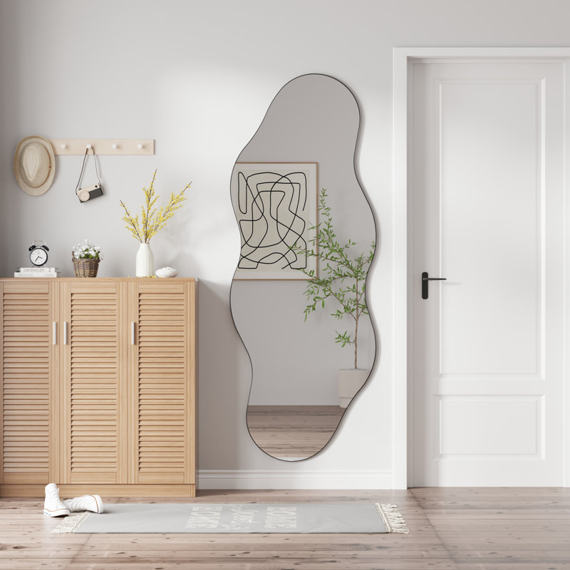 Full Length Mirror 63"x24" Irregular Wall Mirror Lyun Frameless For Living Room Bathroom Bedroom Entryway Decor