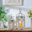Candle Lantern Wooden - 12" / 16" Set Of 2 Decorative Rustic Wood Candle Holder Home Decor Decoration Wedding Table Centerpiece, Whitewashed