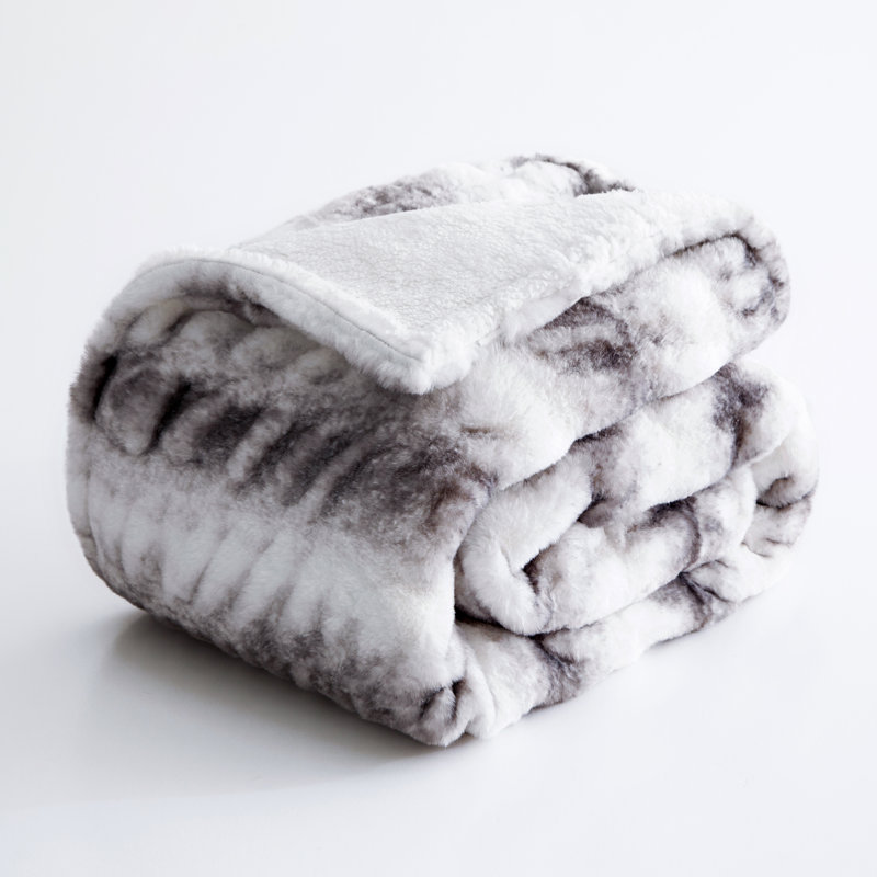 Knitted Throw Blanket, White/Black Stripe, 152.4cm W x 177.8cm L