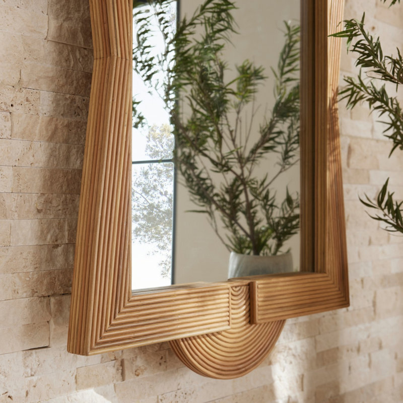 Cypress Free Form Rattan Mirror