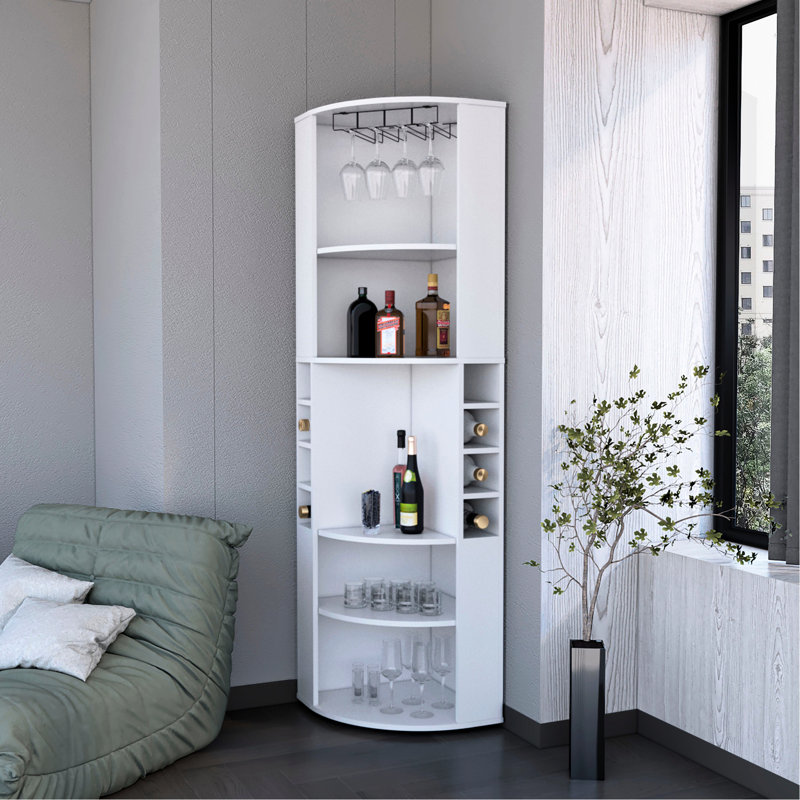 5-Shelf White Living Room Bar Cabinet - Maximizes Space Utilization Efficiently, And Attractive Corner For Home Optimizes Storage, Fashionable