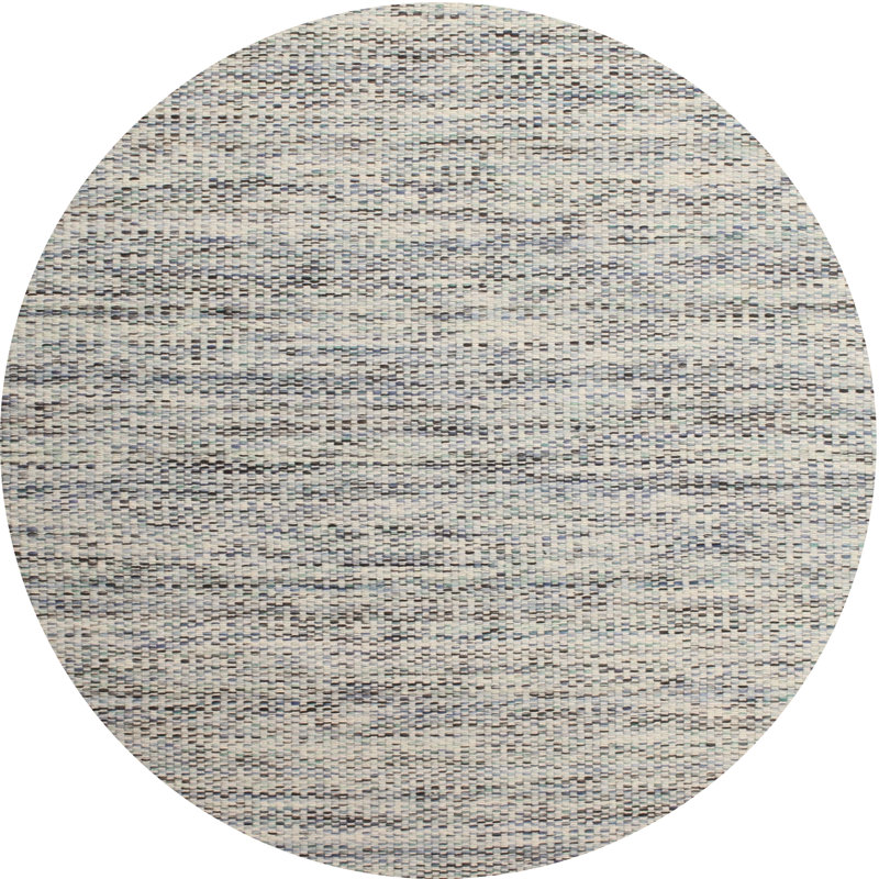 Tapis gris/zone noire contemporaine, Rond 7 pi