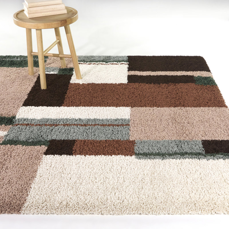 Segal Brown Geometric Modern Area Rug, Rectangle 5'3" x 6'12"