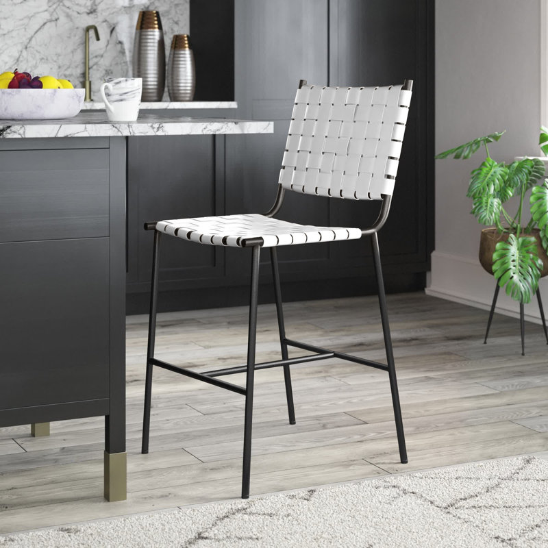 Tabouret de comptoir 26 po Cass, Noir, Blanc