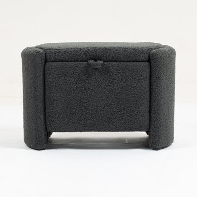 Christofferse Velvet Upholstered Ottoman with Hidden Storage & Wooden Frame